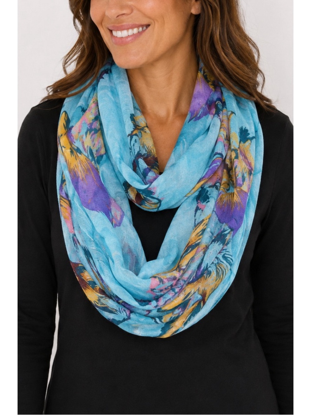 Feather print scarf